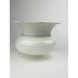 Antique CLM Type A Torchiere Milk Glass & Metal 2Pc Diffuser Lamp Shade